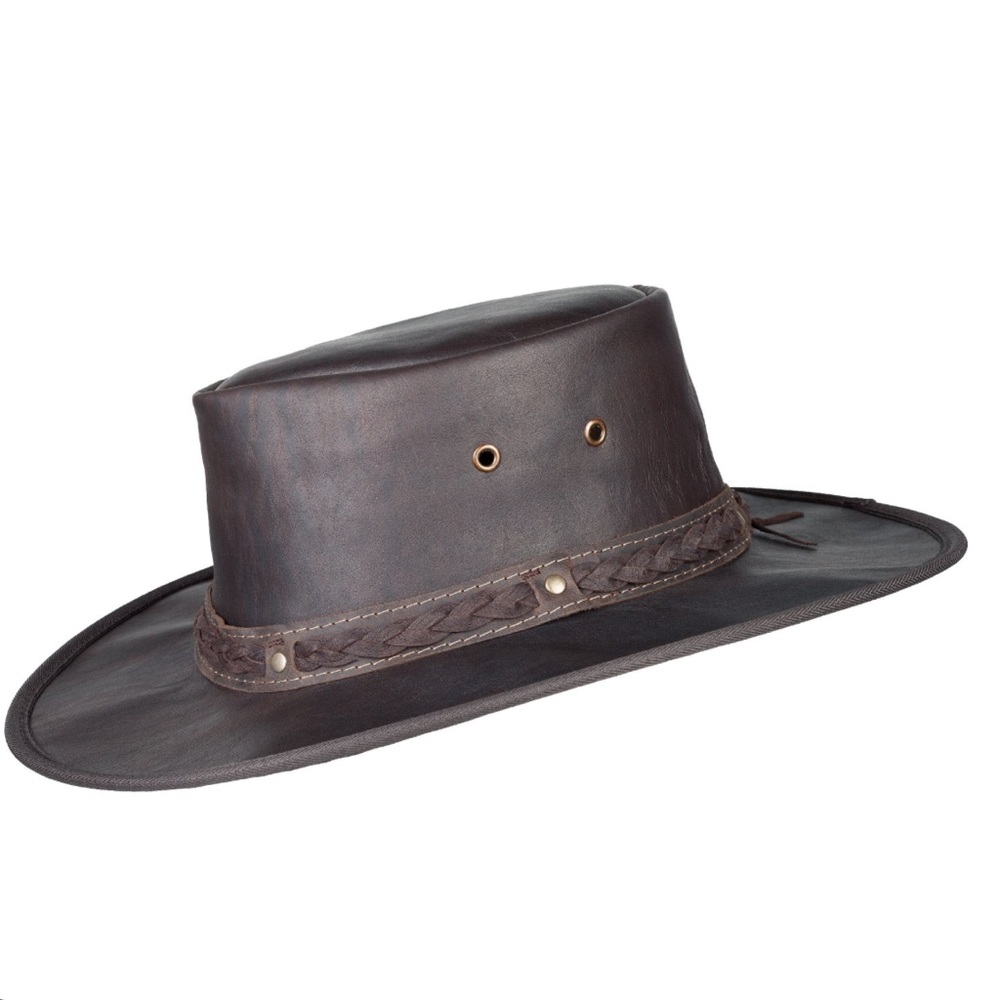 Barmah Hat Men's Brown Kangaroo Leather Squashy Kangaroo 1018 Size Large